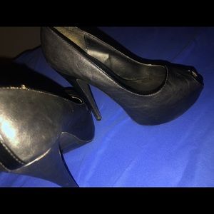 Black leather heels